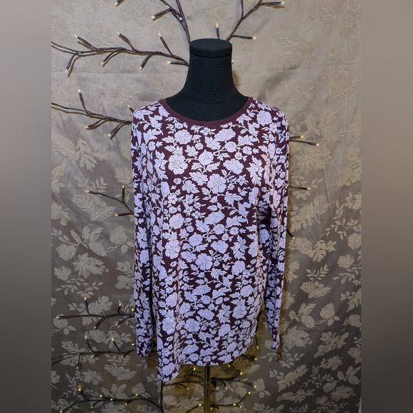 Lands' End Tops - Land's End Relaxed Fit Long Sleeve Floral T-shirt, Size L, EUC!
